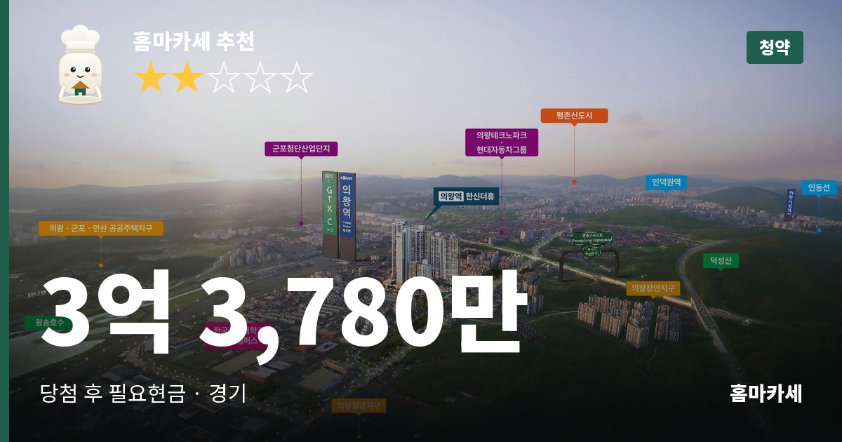 의왕역 한신더휴 청약 (’26. 8/24~27)